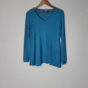 Sympli Made in canada Womens Long Sleeves Knit Tunic Green Sz 6